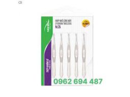 Kềm Nghĩa N.C5 - Vỉ 5 Cây Nhíp Nhổ Lông Mày Đầu Xéo Inox